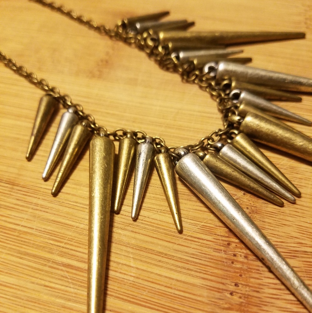 Rustic Spike Two Tone Necklace